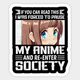 Forced To Re-Enter Society Anime Design Sticker